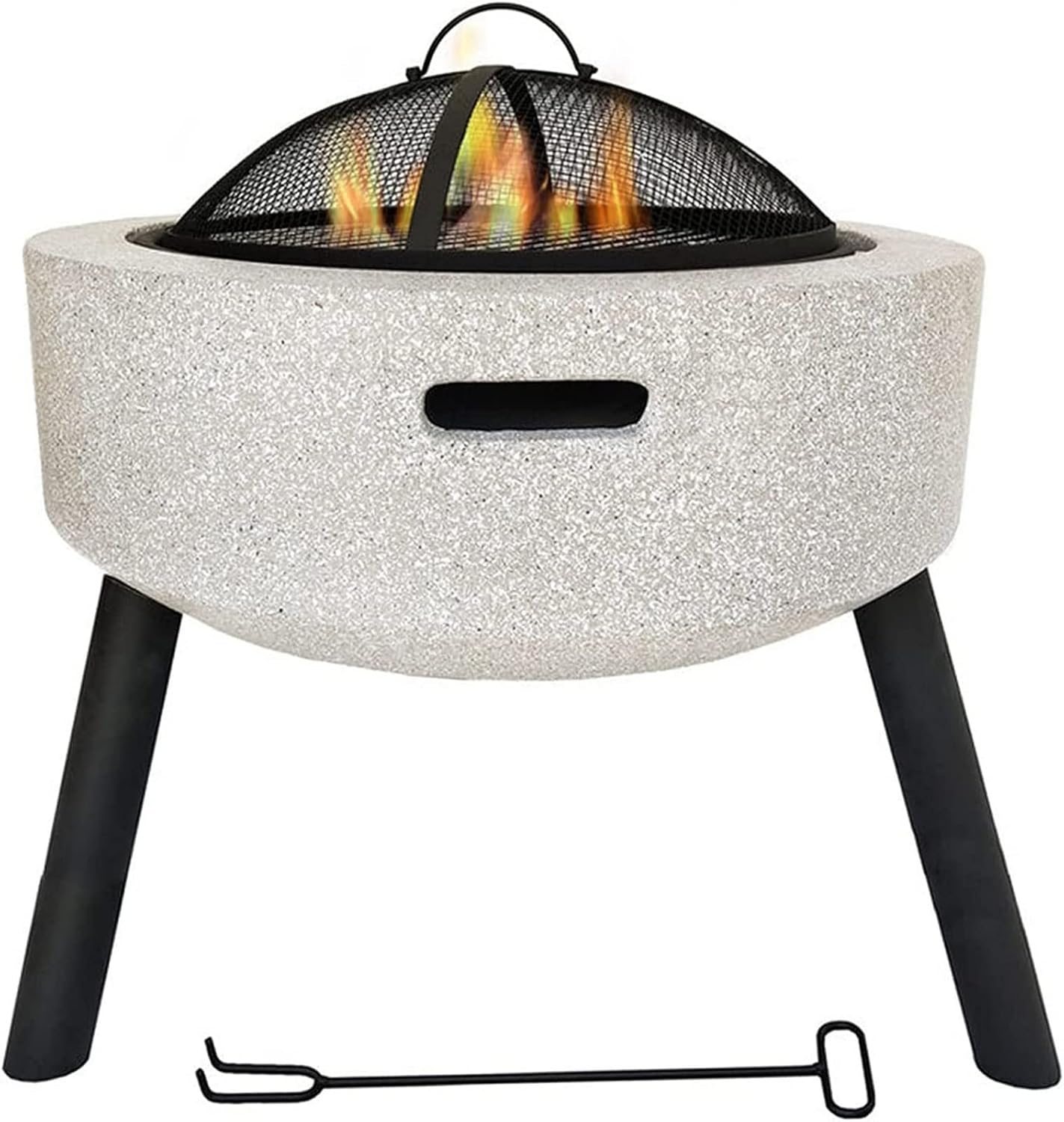 Garden Fire Pit Grill Bowl Grill Barbecue Rack Fire Pit Outdoor fire Pit Bowl, Garden Wood fire Pit with Spark Screen, Log Grate, Poker