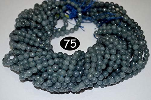 13 inch natural beads strand of 6mm faceted round gray quartz gemstone beads for DIY jewelry - necklace, bracelet, earring, ring.