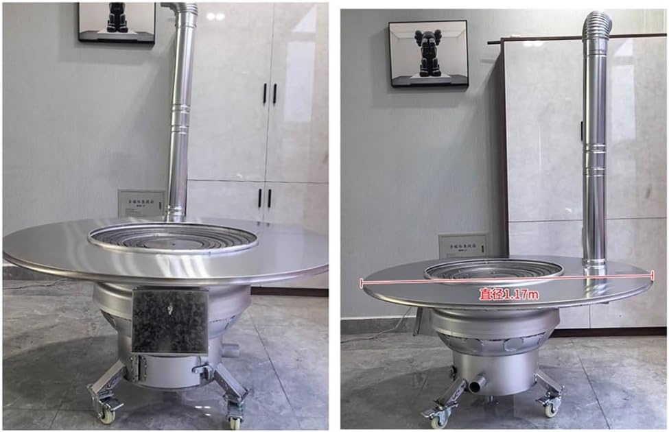 Fire Pits ﻿ Household Wood Stove Rural Wood Stove Rural Movable Pulley Floor Pot Heating Stove with Tabletop Firewood stove(Medium)