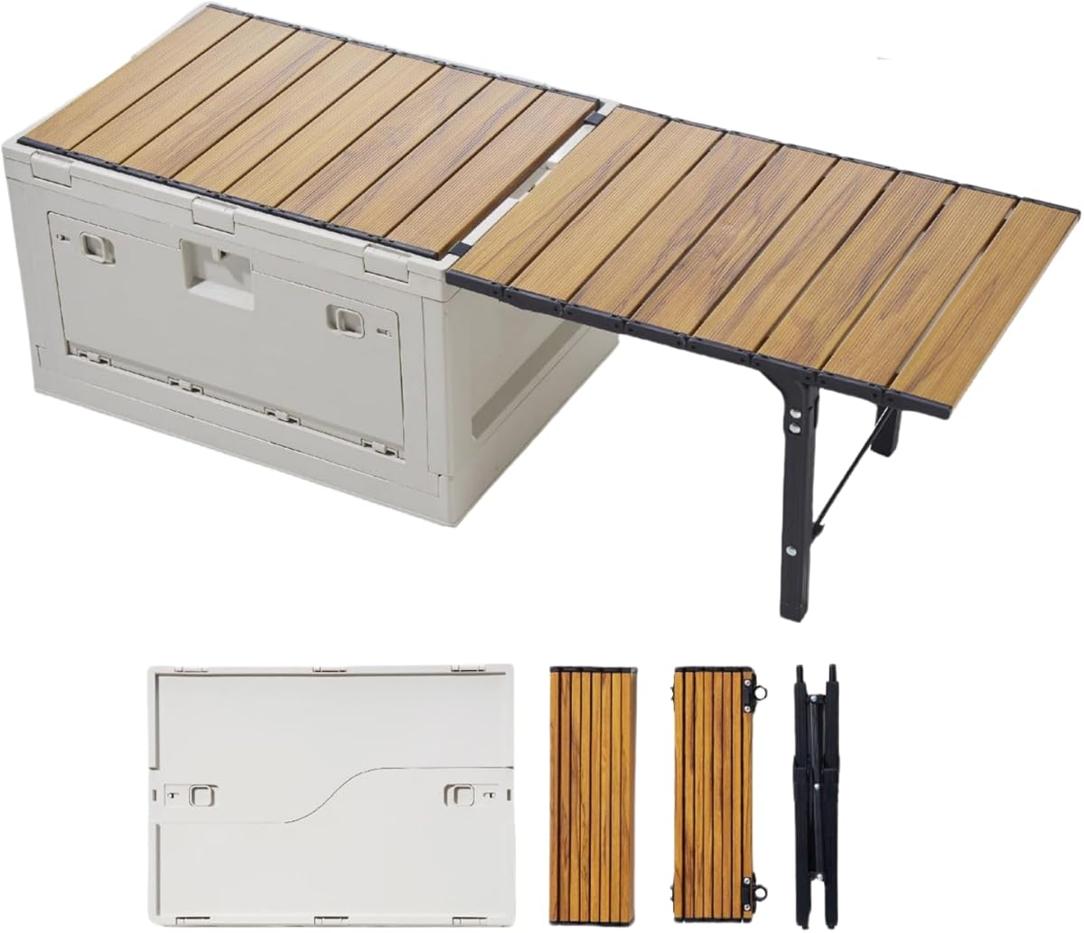 Foldable Storage Bins, Expandable Tool Organizer, with Removable Aluminum Cover, for Outdoor Camping, Traveling and Fishing (White B)