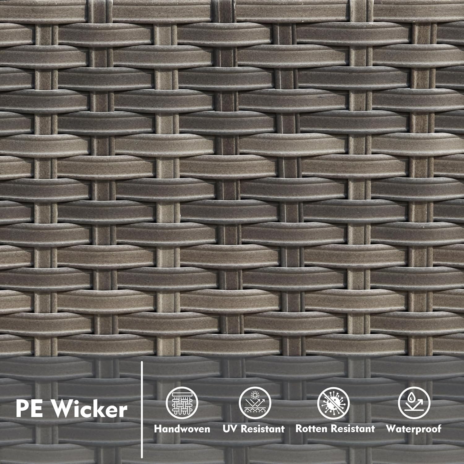 3 Pieces Patio Set Outdoor Wicker Furniture Sets Modern Rattan Chair Conversation Sets with Coffee Table for Yard and Bistro (Dark Grey)