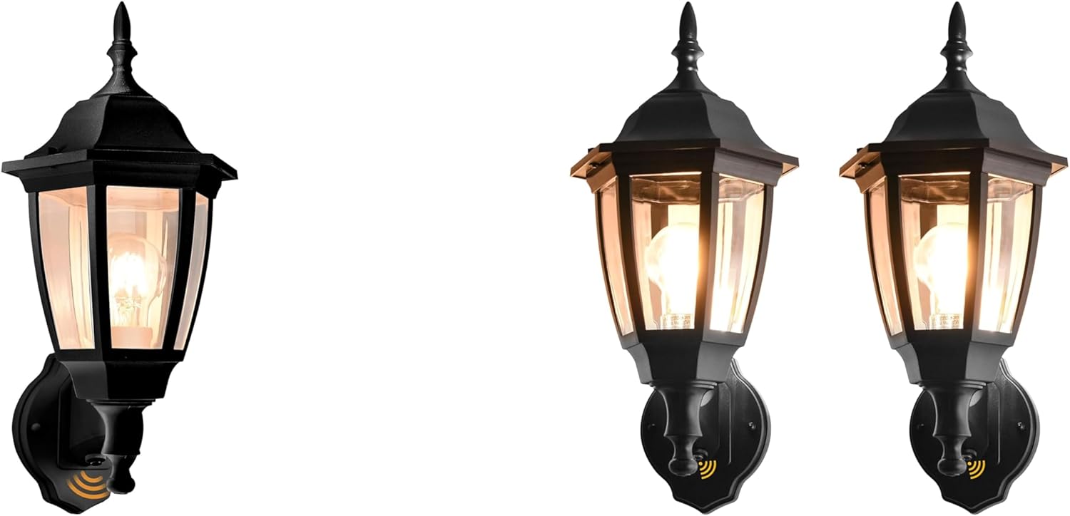 FUDESY Black Outdoor Wall Light Dusk to Dawn 3-Pack