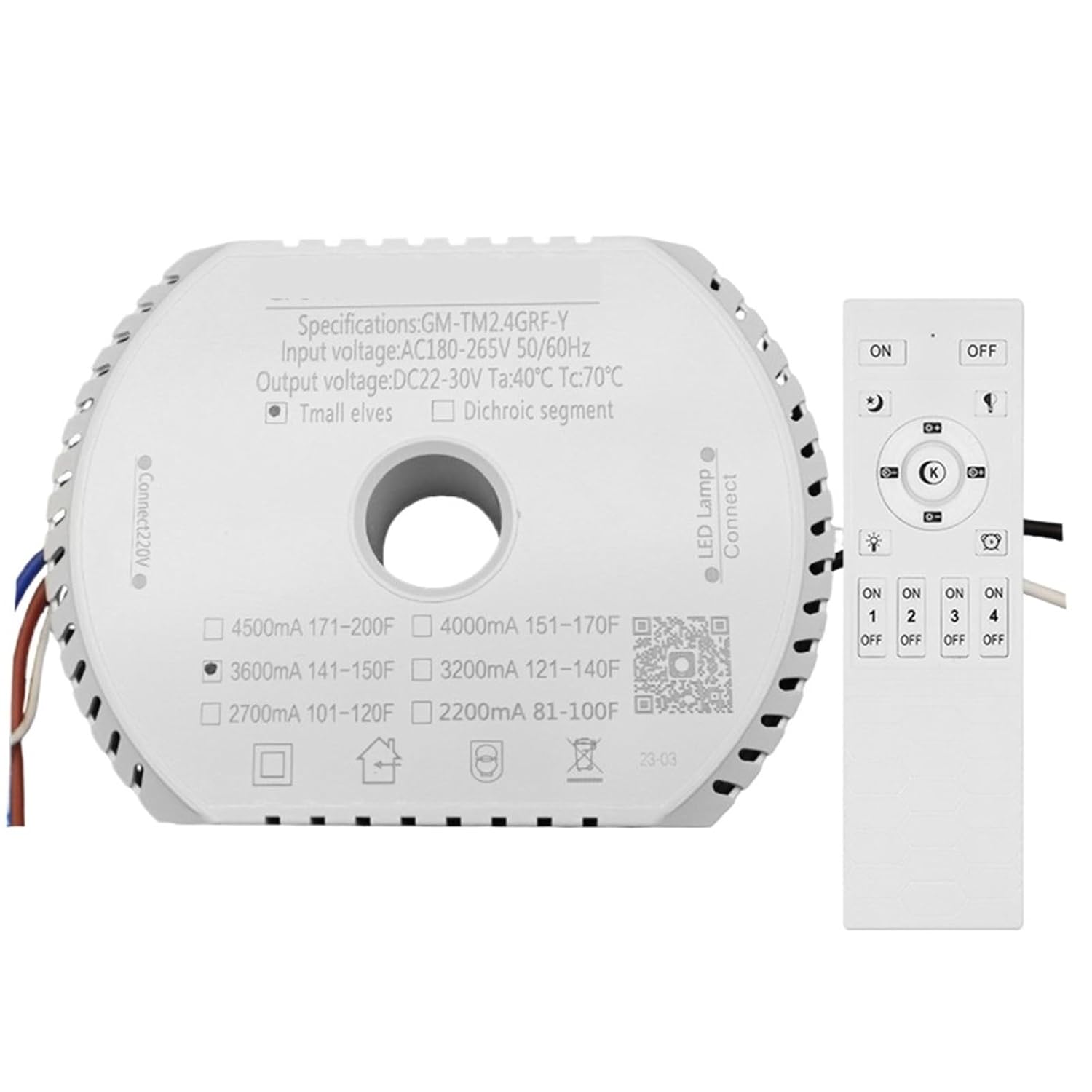 22-30V GM-TM2.4GRF-Y LED Driver Tmall Elves Gomieoo Intelligent Power Supply Two Wires and 2 Colors Lamp Adapter(4500mA 220V)