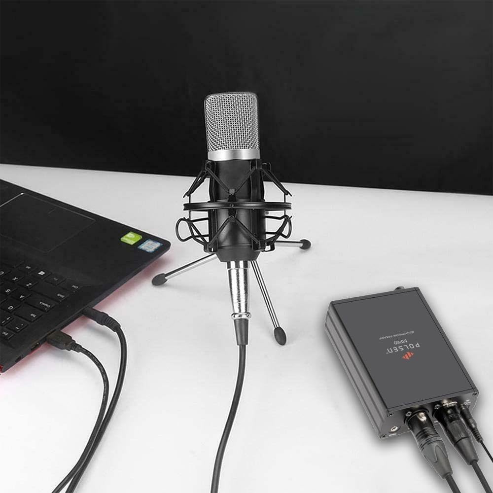 Microphone Preamp – Compatible with Shure, Dynamic Mics, Pre Amp for Microphones, and XLR Preamp for Studio and Podcasting