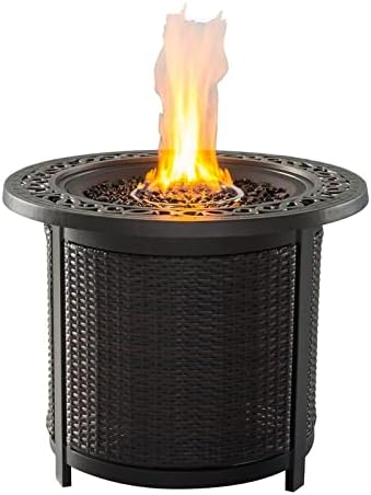Round Firepit Table with Wicker Base