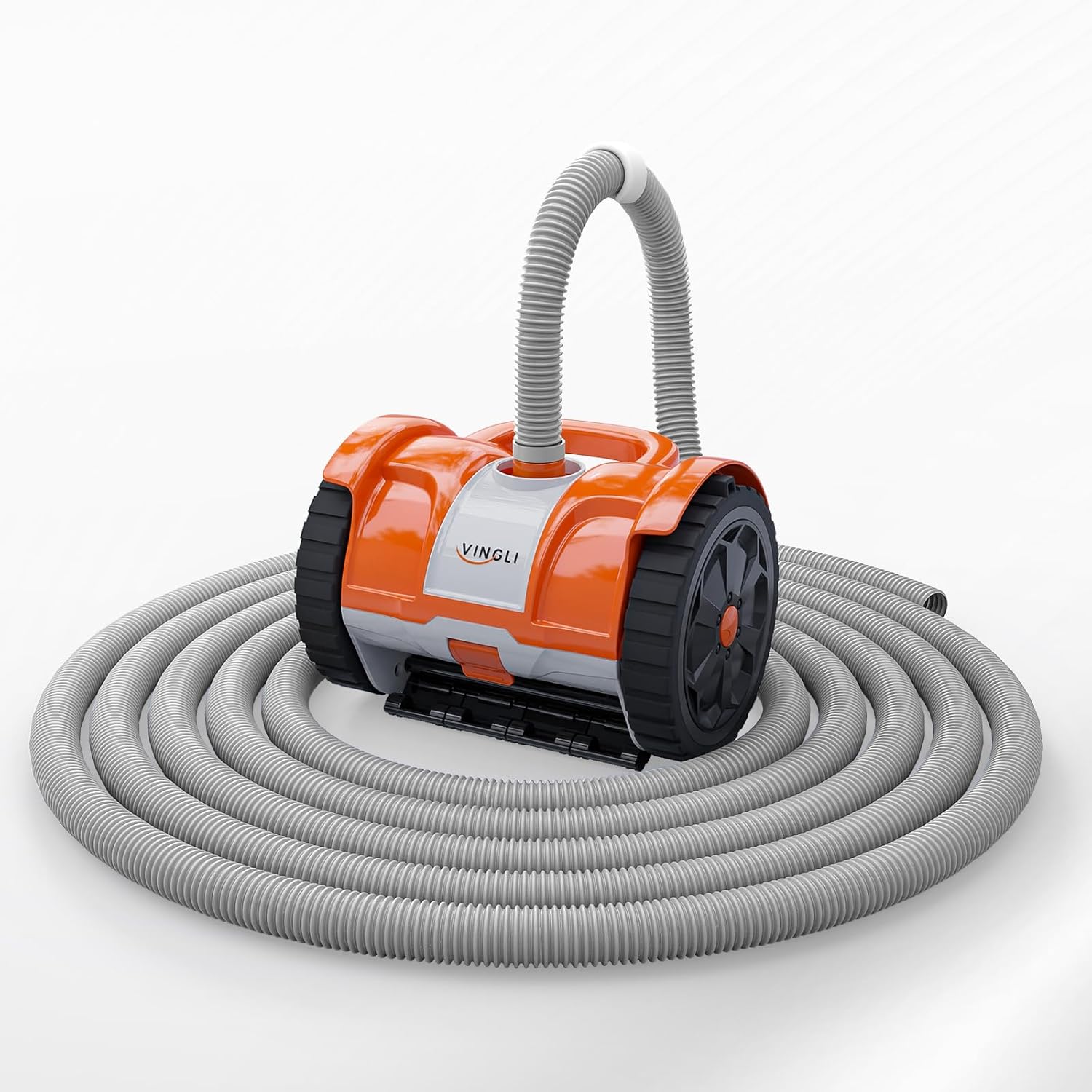 (2025 Upgrade) VINGLI Pool Vacuum Suction-Side Pool Cleaner Automatic Sweeper for Inground Swimming Pool,Powerful Suction to Climbs Walls,with 39.6ft Tangle Free Hose (Rich Orange&Gray)