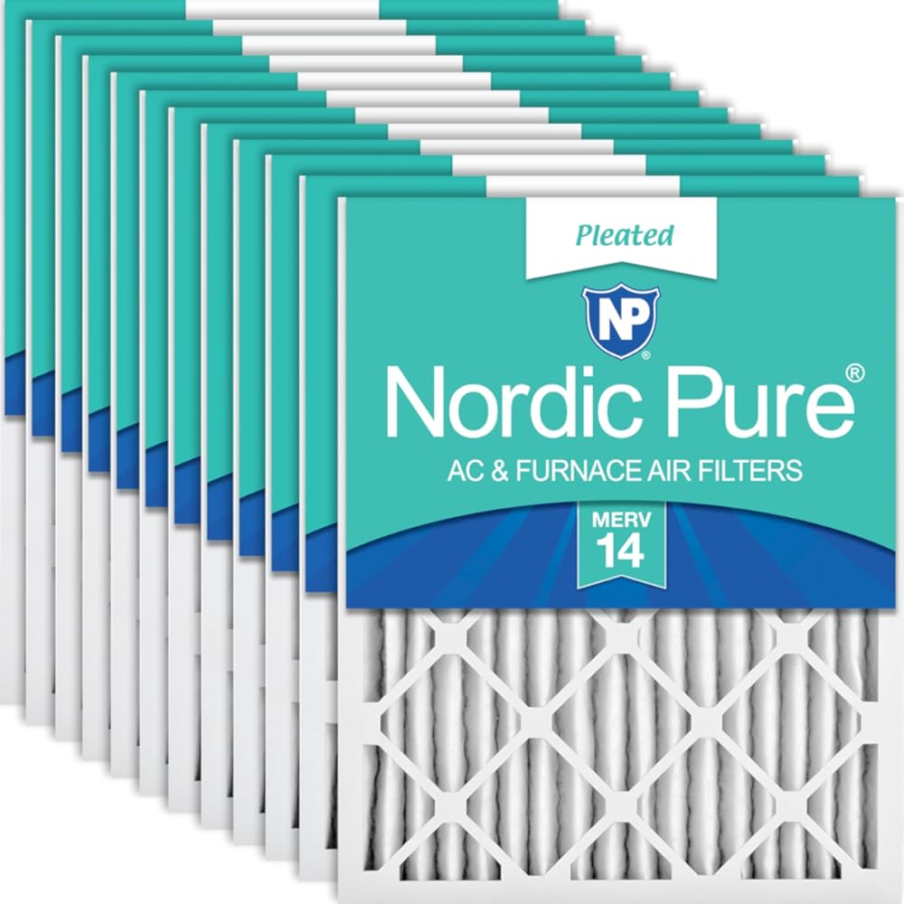 Nordic Pure 16x20x2 (Actual Size: 15 1/2 x 19 1/2 x 1 3/4) Pleated MERV 14 Air Filters 12 Pack