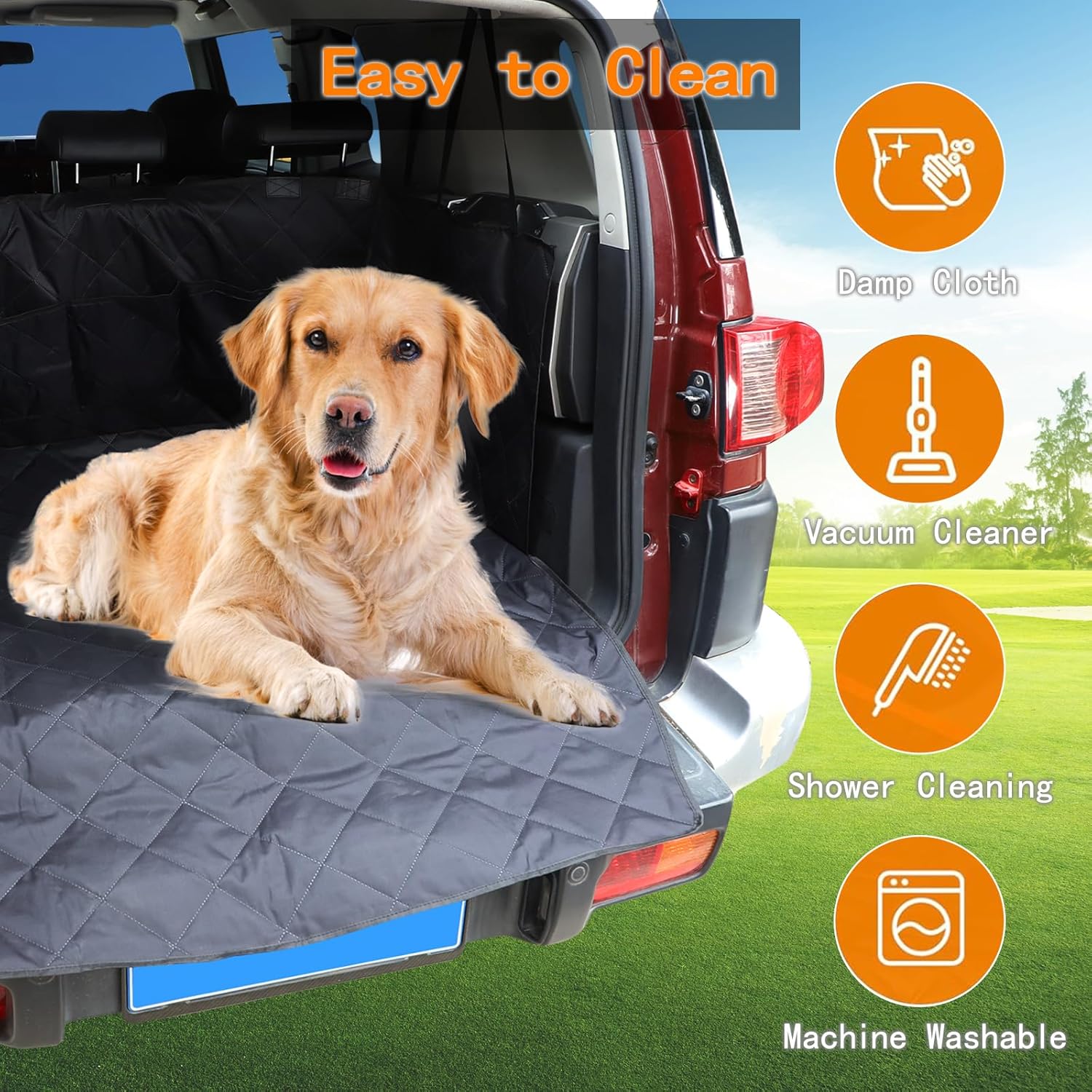 Aunginsy SUV Cargo Liner for Dogs Compatible with Toyota FJ Cruiser 2007-2021, Rear Trunk Mat Travel Nonslip Pet Cargo Boot Liner with Bumper Flap Protector Waterproof Floor Mat for Cats Accessories