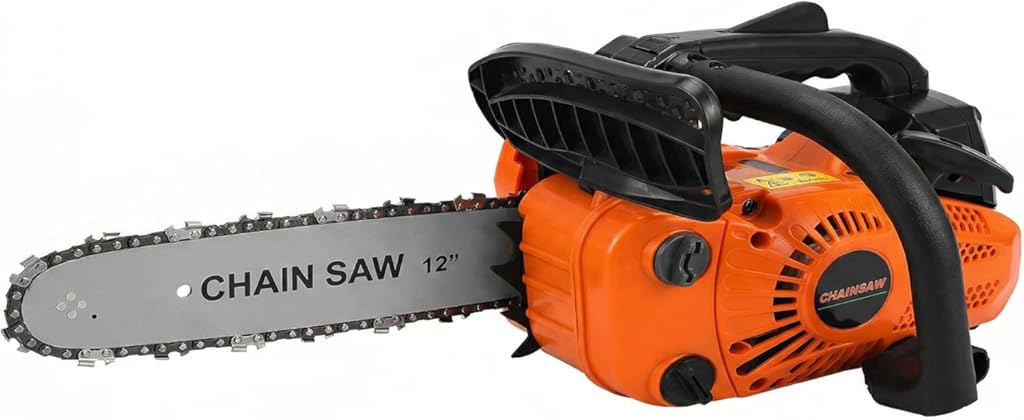 Gas Powered Chainsaw, 12 Inch 2 Stroke Engine Chainsaws for Tree Trimming Wood Cutting, Lightweight Gasoline Chainsaw with Anti Vibration Handle for Home Garden Farm Use
