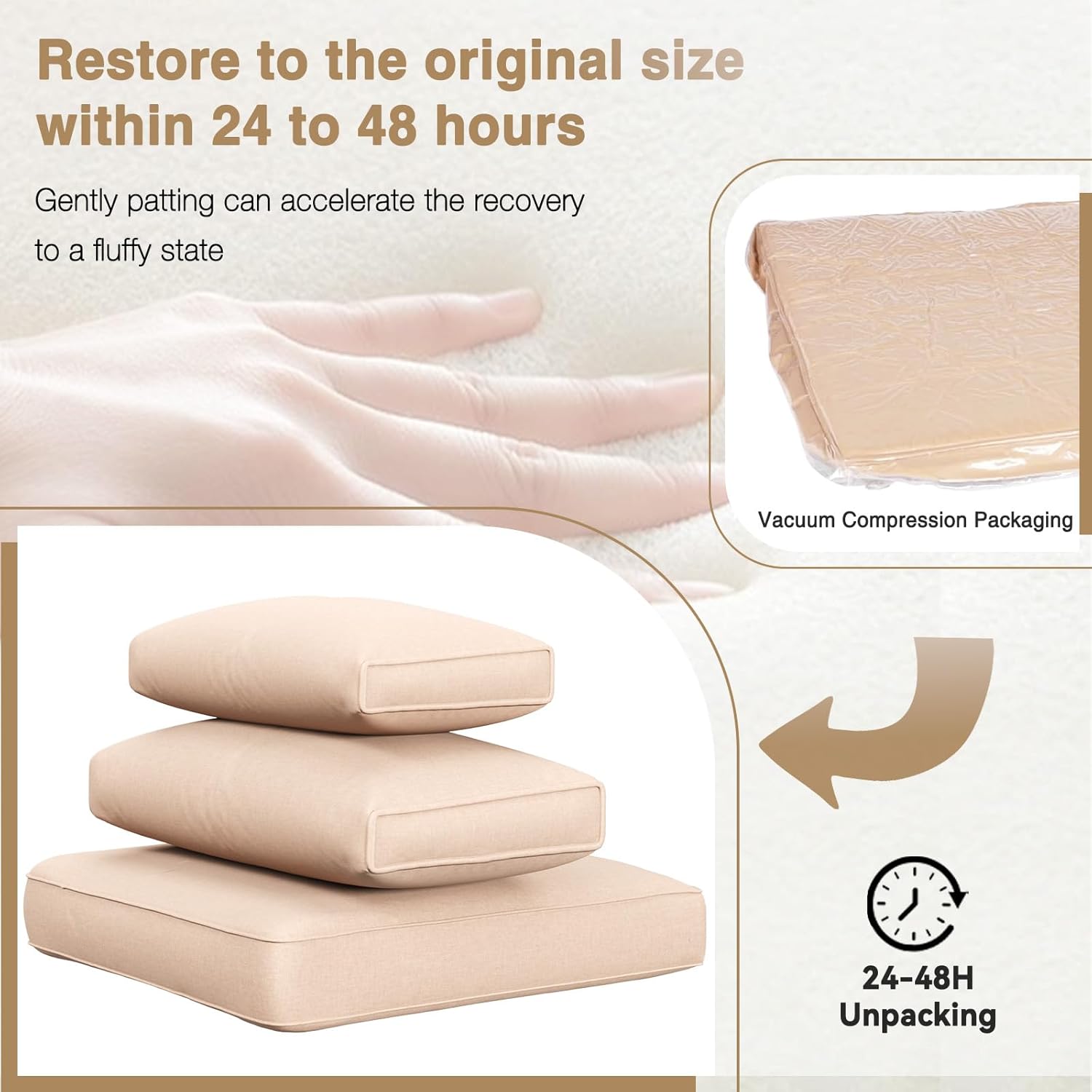 Aoxun 15 Piece Patio Furniture Set with 44” Fire Pit Table Wicker Rattan Outdoor Sectional Sofa Set with Coffee Table and Thickened Cushions, Beige (Waterproof Cover Included)