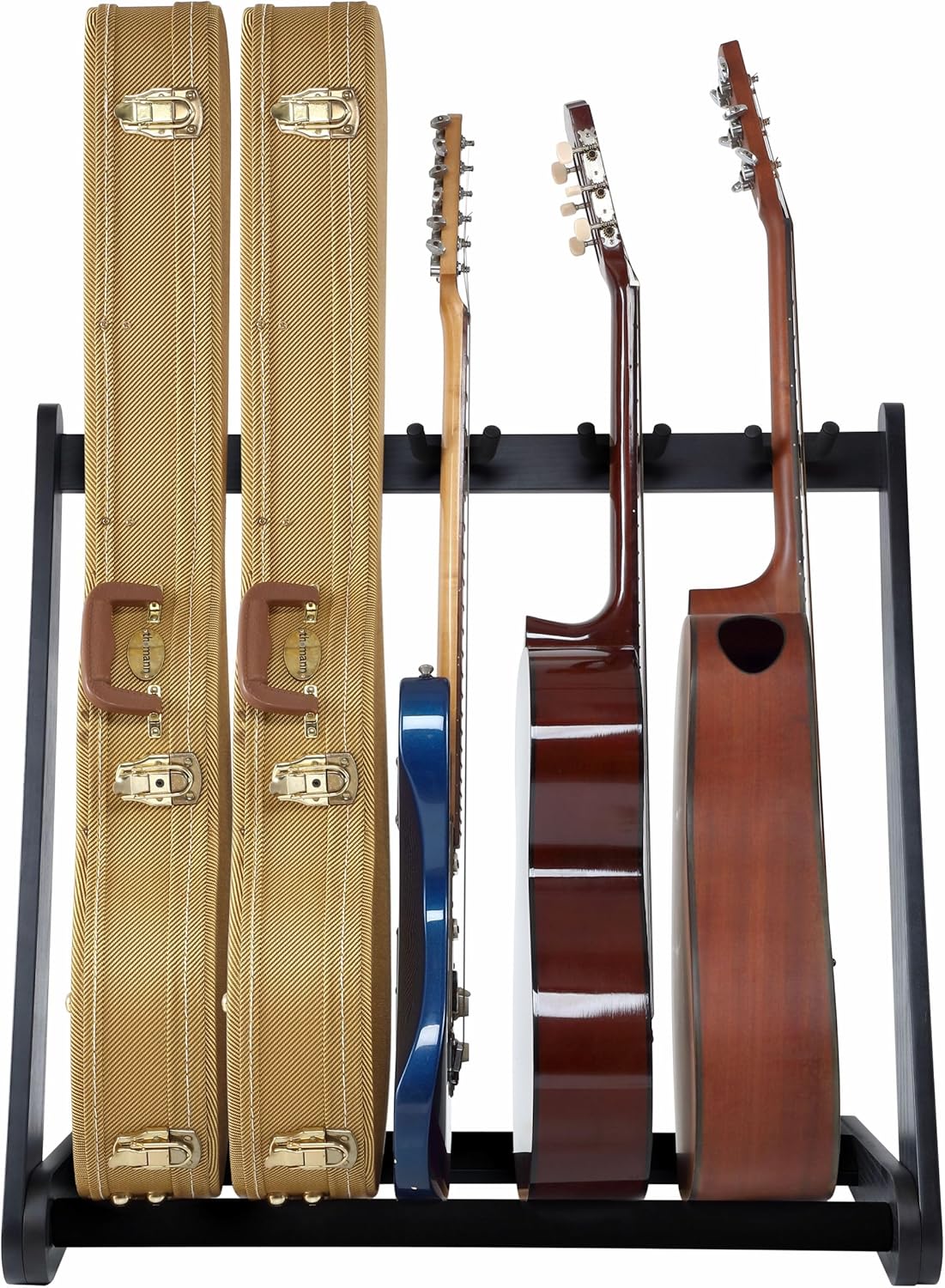 Nefelibata Multi-Purpose Guitar Stand 5 Stands Wooden Guitar Stand Floor Stand for Guitars and Cases, Electric Guitars, Acoustic Guitars, Bass Guitars, Cellos - German Ash-Black