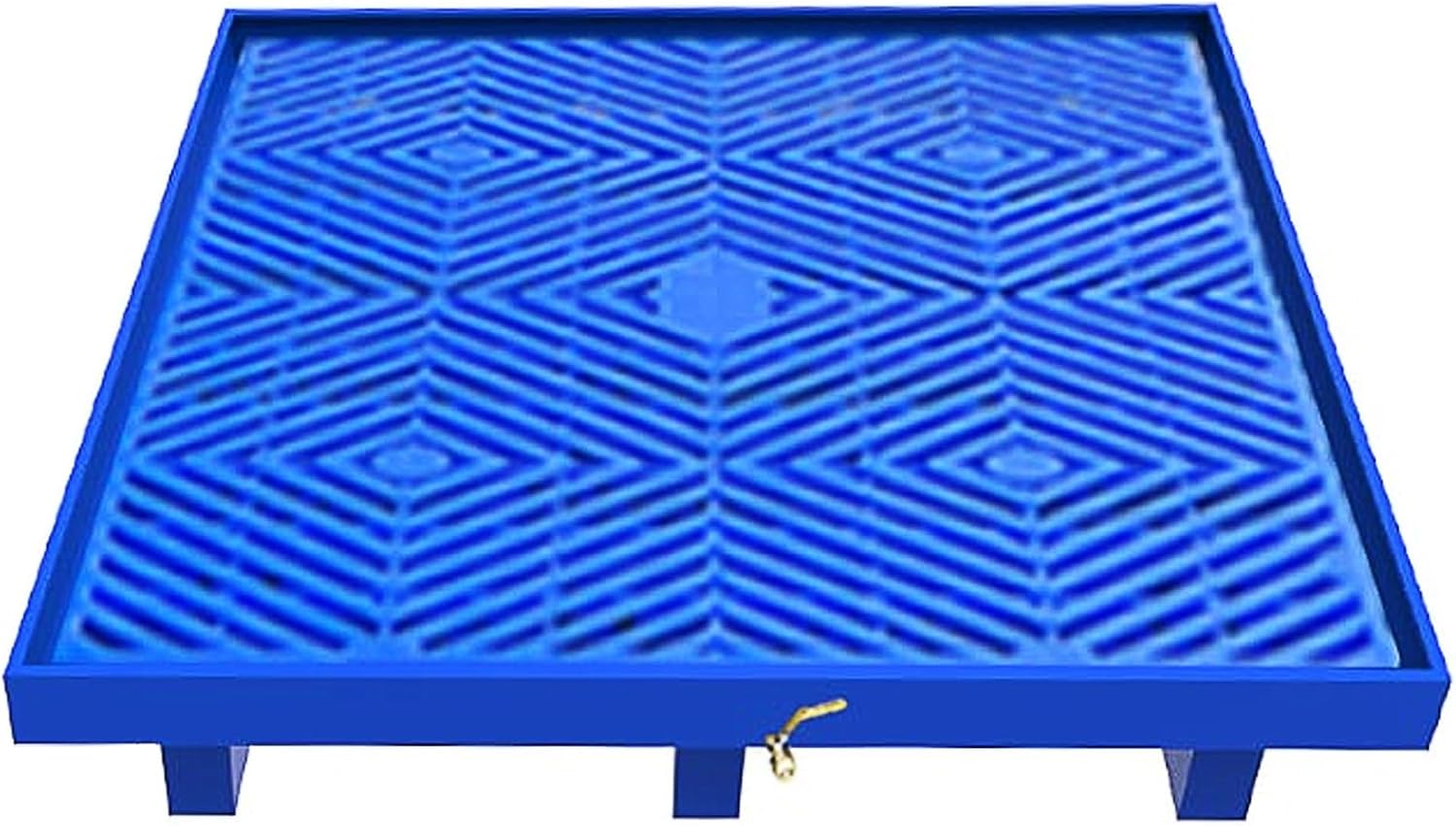 Leakproof Spill Containment Pallet with Drain, Metal Platform Pallet with Top Grating, for Washing Machine Oil Drums(Blue,65cm/26in)