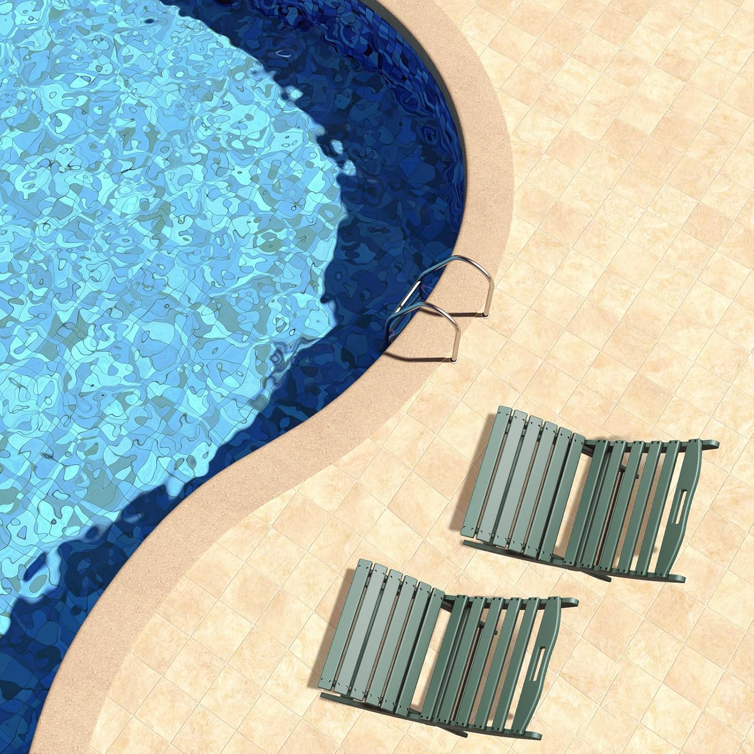 GREENVINES Folding-Xavier-Chairs Set of 2 | Wave | Portable Adirondack-Chair | HDPE Plastic | All Weather Fire-Pit Chair | Forest | for Beach Outdoor Deck Poolside Garden Patio Porch Fishing