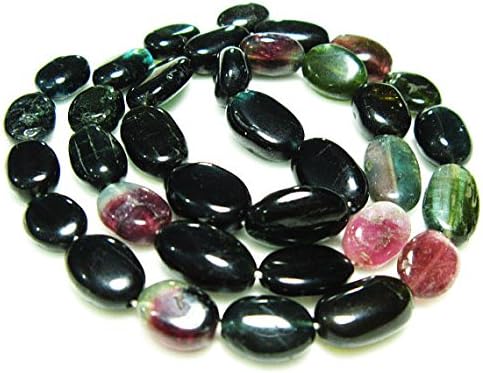 13 inch natural beads strand of 8-13mm smooth nugget tourmaline gemstone beads for DIY jewelry - necklace, bracelet, earring, ring.
