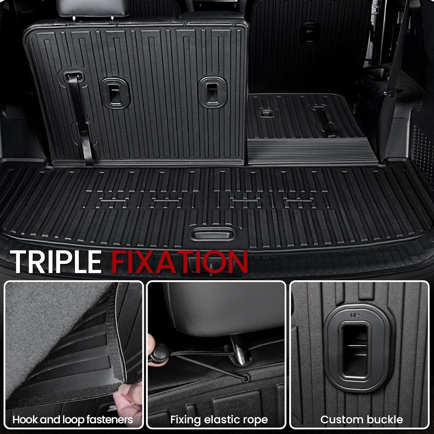 Floor Mats Cargo Mat with Backrest Mats for 2020-2025 Kia Telluride 7/8 Passenger Car Mats Accessories, All Weather TPE Protectors Cargo Liner Seat Back Covers(Floor Mats+2-in-1 Cargo Mat)