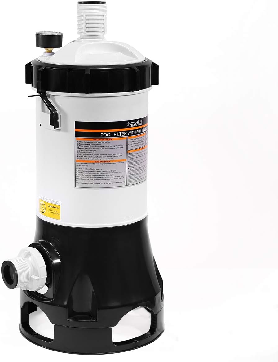 XtremepowerUS Pool Cartridge Filter System Built-in Pump 1,500 GPH for Above Ground Pools with Pressure Gauge