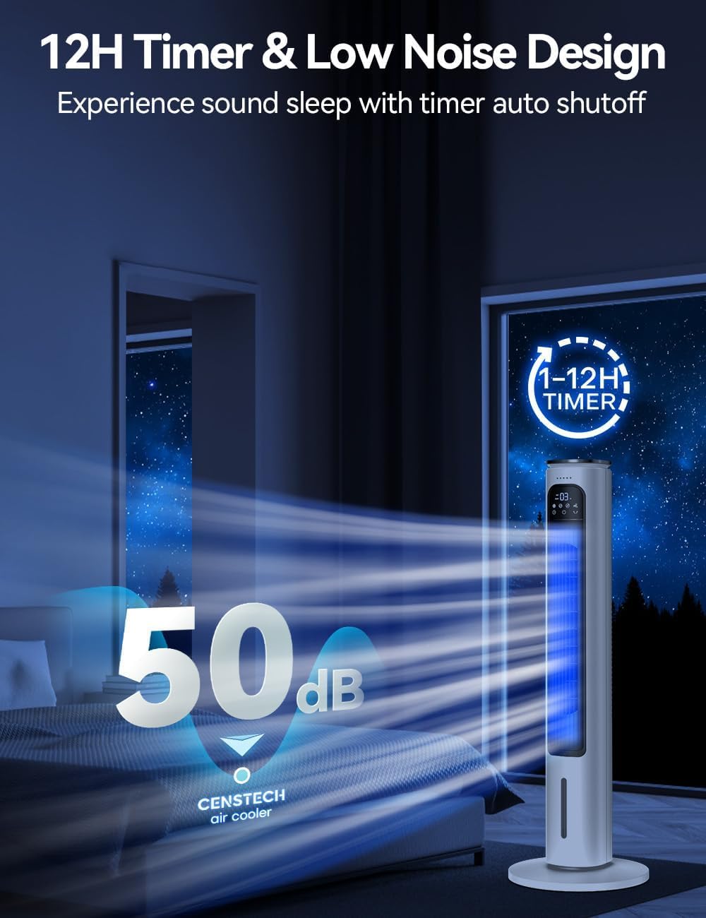 37 INCH Evaporative Air Cooler w/LED Display, Touch Control & 20FT Remote, 3 Modes & 3 Speeds Swamp Cooler Air Conditioner, 12H Timer for Auto-off, 70° Wider Oscillating Air Cooler for Room