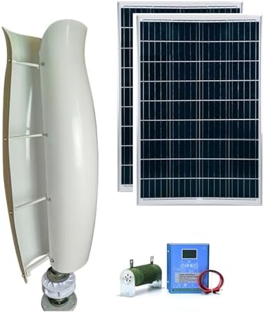 800W Vertical Axis Wind Turbine Kit + 2x100W Solar Panels + Intelligent Controller for 12V/24V/48V Hybrid Power Generation System - Efficient Wind & Solar Energy Solution