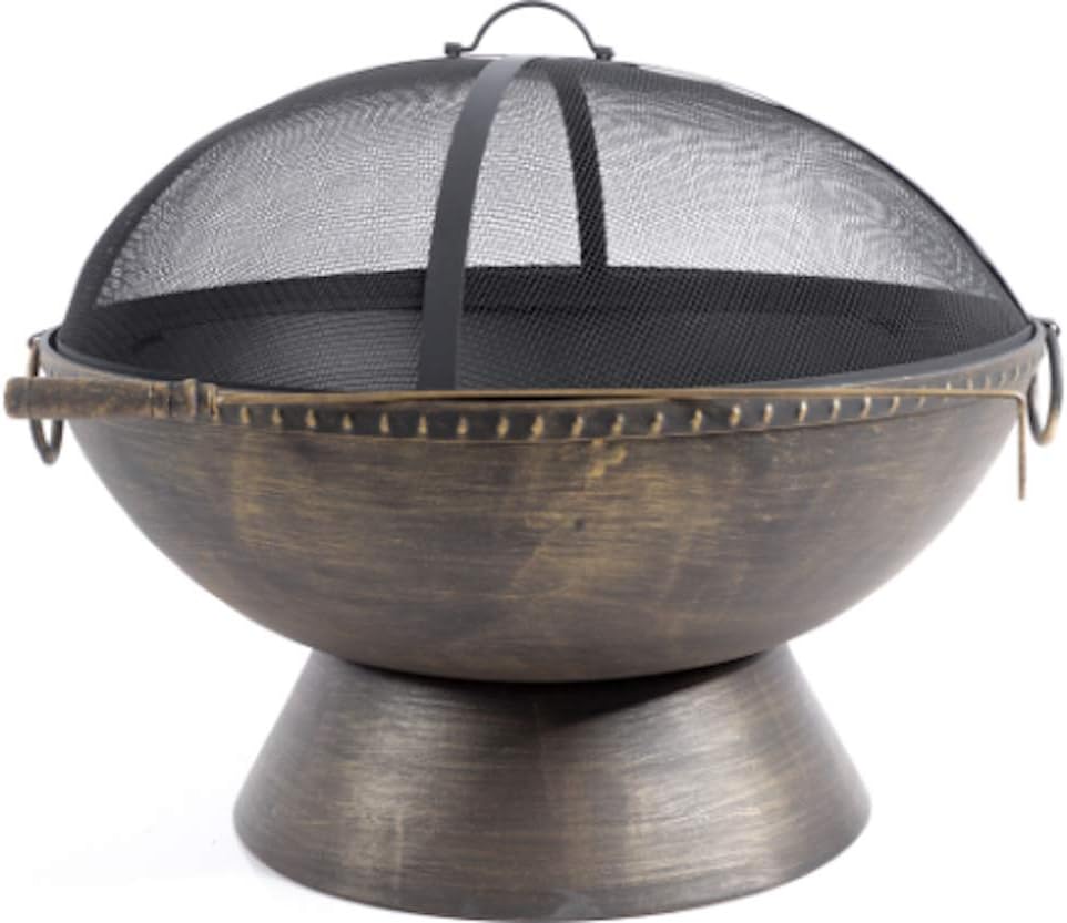T70 HR30701AA 30 inch W Flint Fire Pit 24 inch H, Bowl 30 inch W, Steel, Antique Bronze
