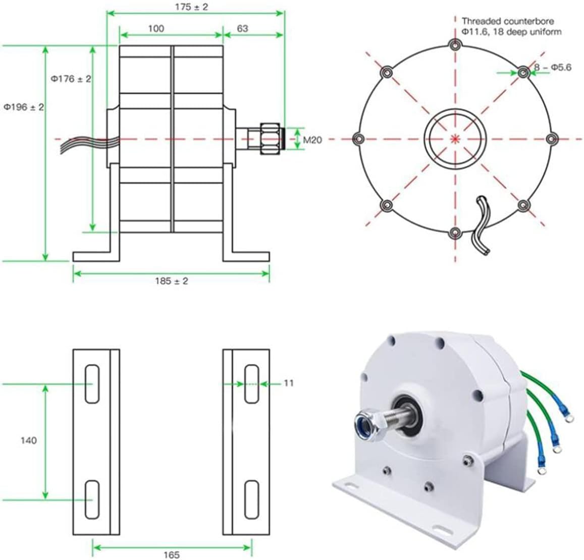 10000W Gearless Permanent Magnet Alternator - Low RPM AC Generator for Wind & Hydro Turbines, 5000W/6000W/8000W Options Available, 24V Base Usage, High Efficiency Power Solution