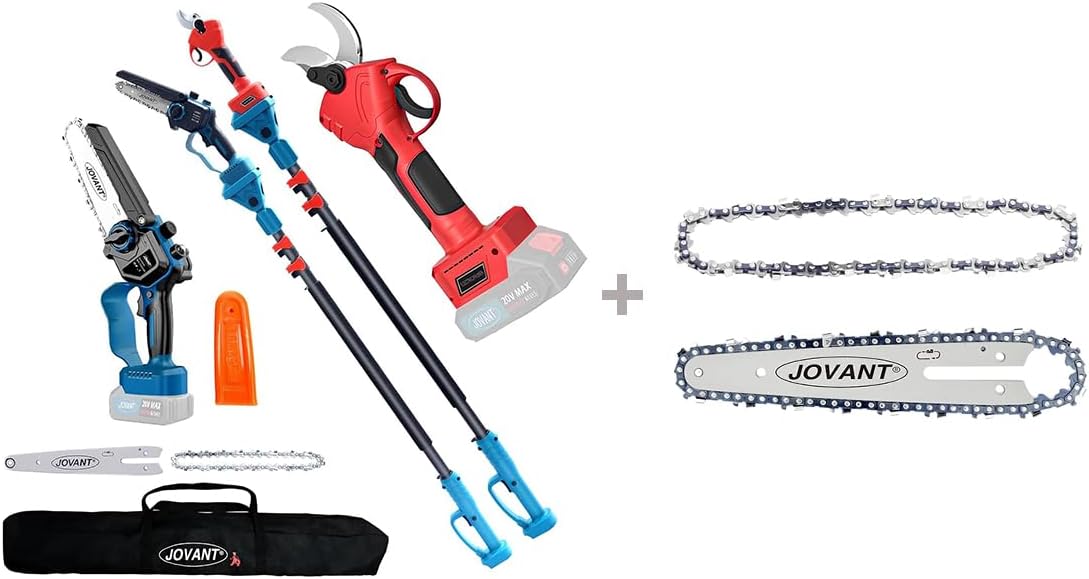 3-in-1 Pole Pruning Shears & Pole Saws for Tree Trimming, Electric Pruning Shears with 15ft Reach Pole,Cordless Pole Shears and Pole Saw Compatible for Jovant 20V Batteries