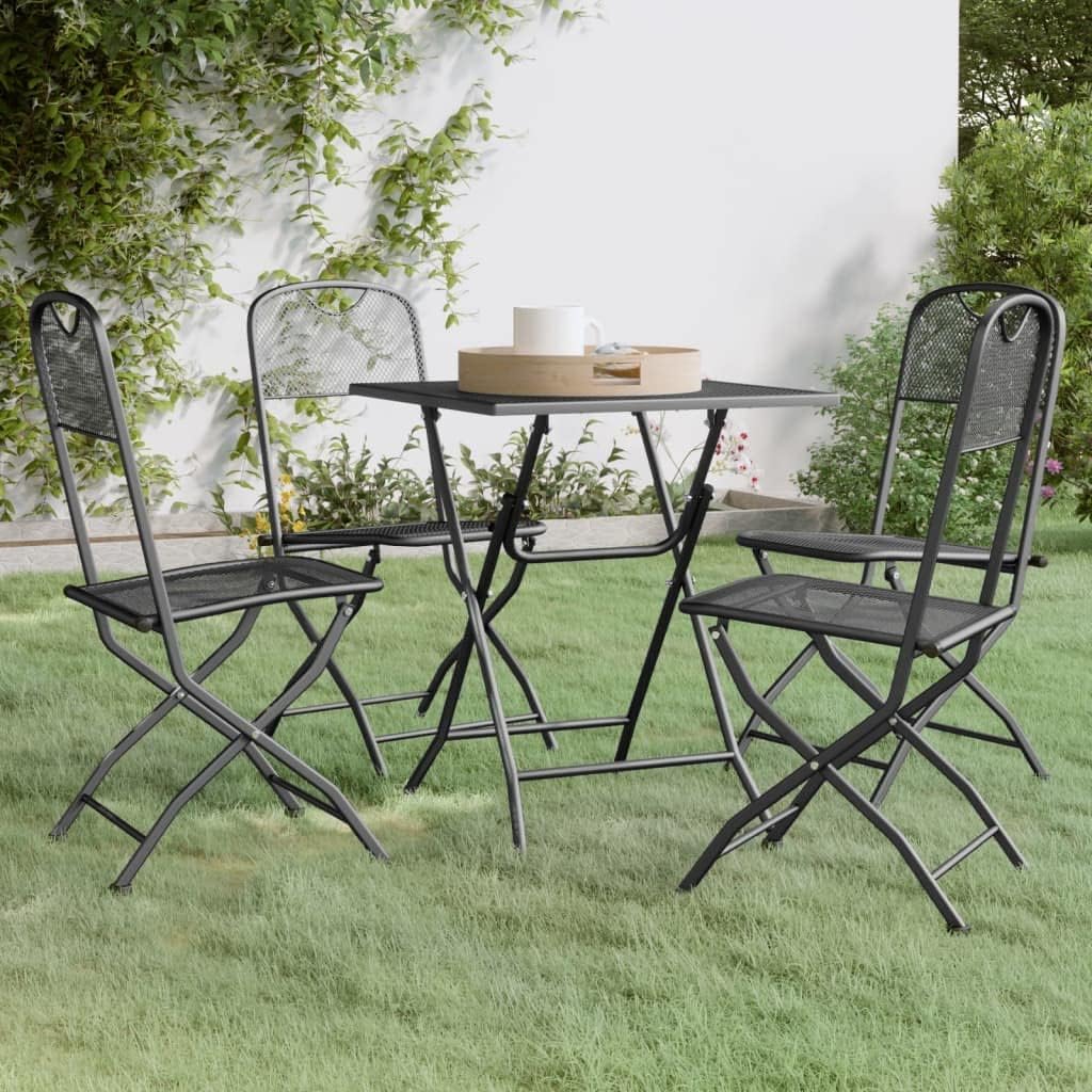 5 Piece Patio Dining Set Expanded Metal Mesh Anthracite Garden Furniture