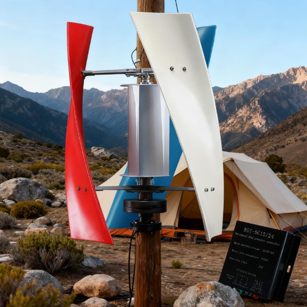 3-Blade 14000W Colorful Wind Turbine Windmill,12V/24V/48V/220V Vertical Wind Generator, for Home Business Boats Cabins Gazebos Off-Grid Power