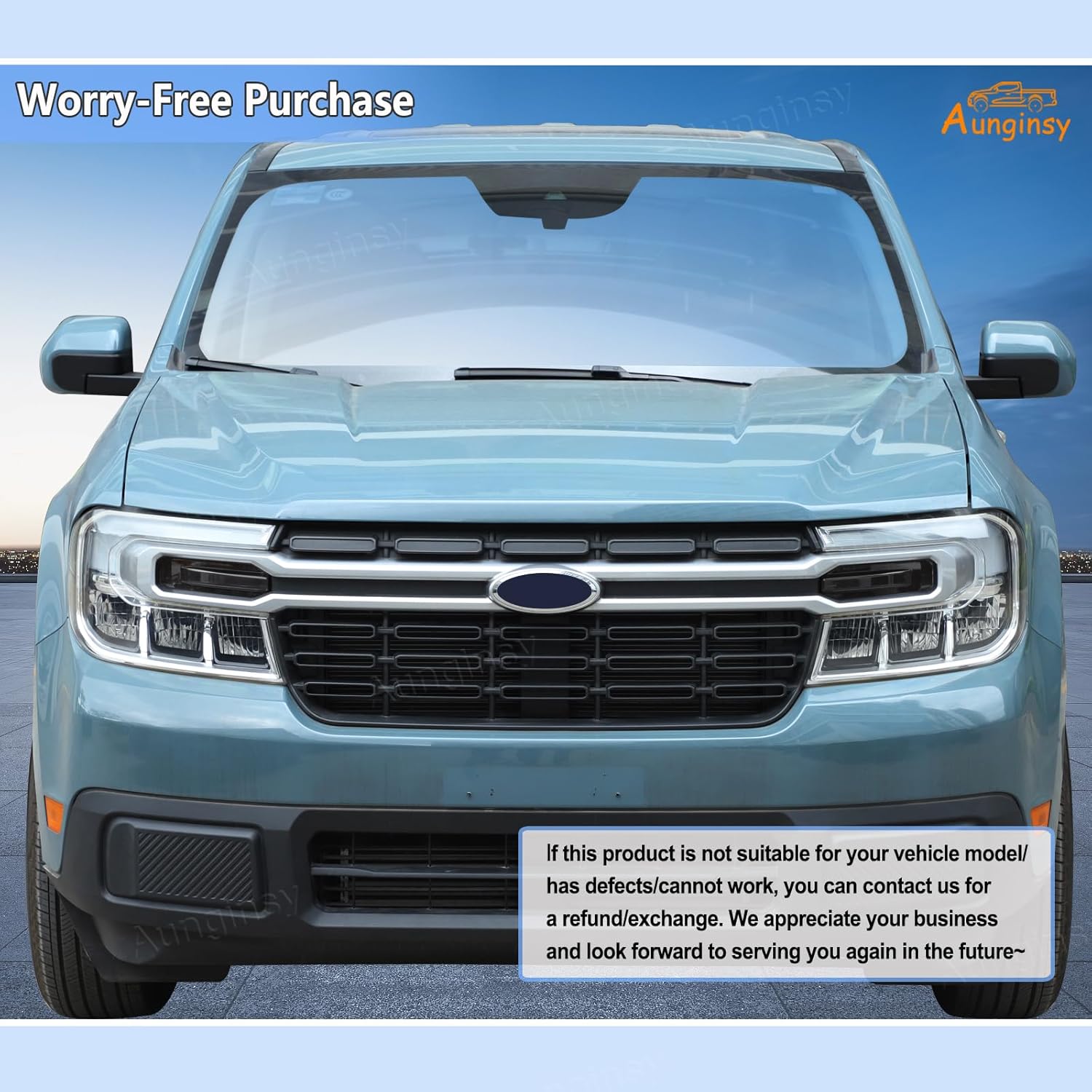 Car Front Turn Signal Light Len Cover Trim Compatible with Ford Maverick 2022-2024 Front Bumper Headlight Lamp Cover Shell Shade Smoked Black Dual Flashing Signal Parking Light Frame Bezel Accessories