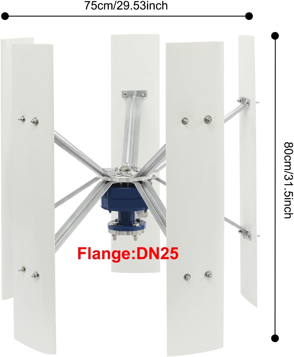 5-Blade Wind Turbine Generator, 500W Wind Power Turbine Generator Kit W/Controller, Vertical Axis Wind Turbine Generator for Home, Boat, RVs, Streetlights