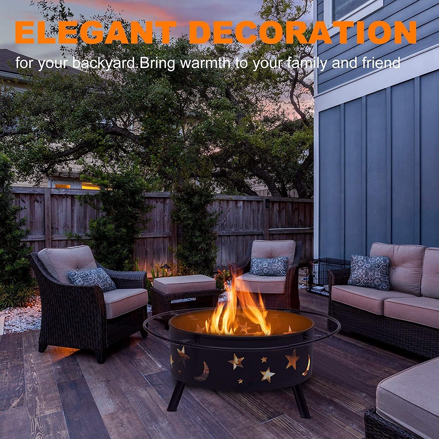 Creativity Fire Pits & Bowls,Outdoor Heaters & Bonfire Fire Pits,w/Spark Sn & Romantic Pattern