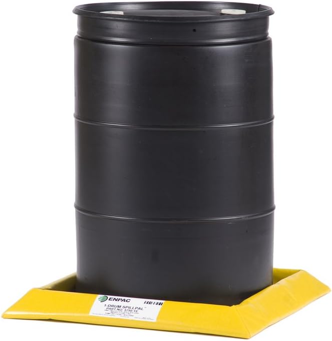 Enpac 1 Drum SpillPal Spill Pad with Grate, Yellow, Foam Sidewalls, Low Profile, Tough, Durable, Two-Way Air Relief, Foldable