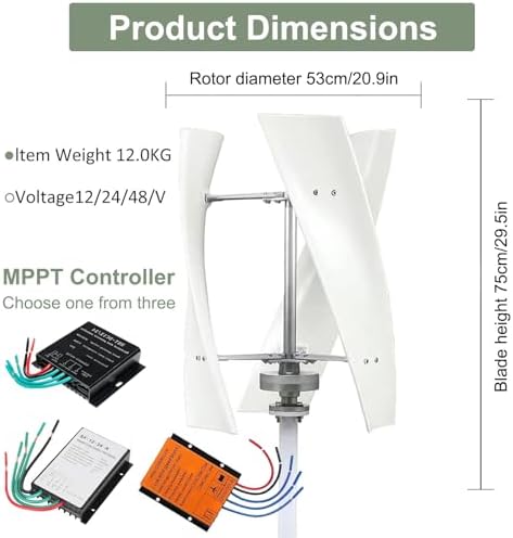 12000W Vertical Wind Turbine Generator Kit with MPPT Controller for Home & RV Use, Efficient Renewable Energy Solution, 48V Wind Power System