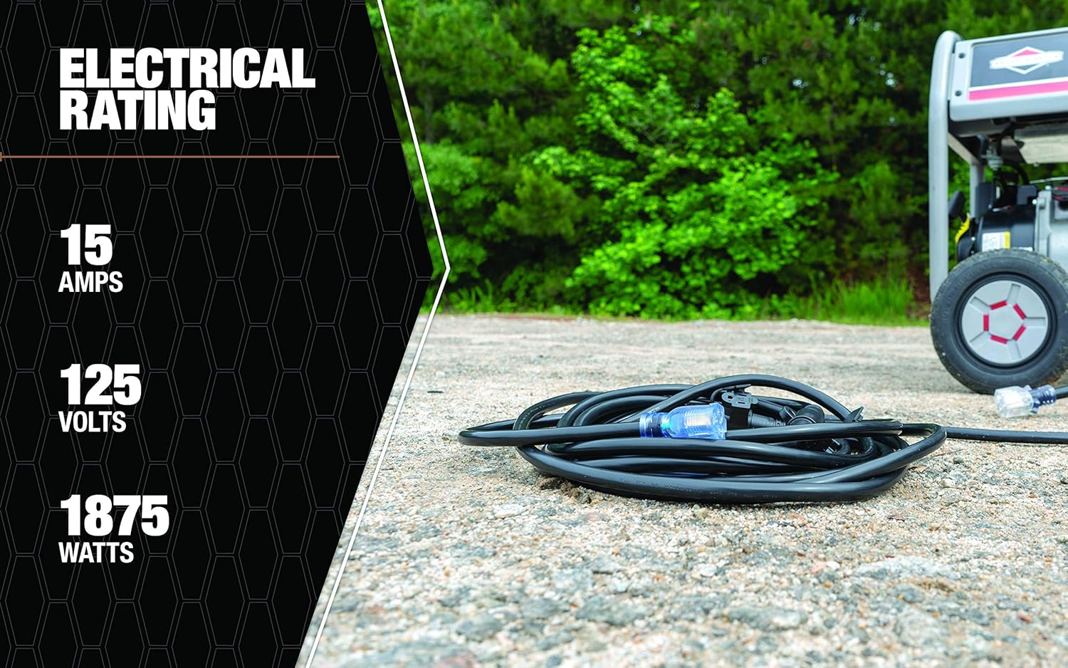 Southwire 65039101 12/3 50-Ft. Generator Power Cord; Black