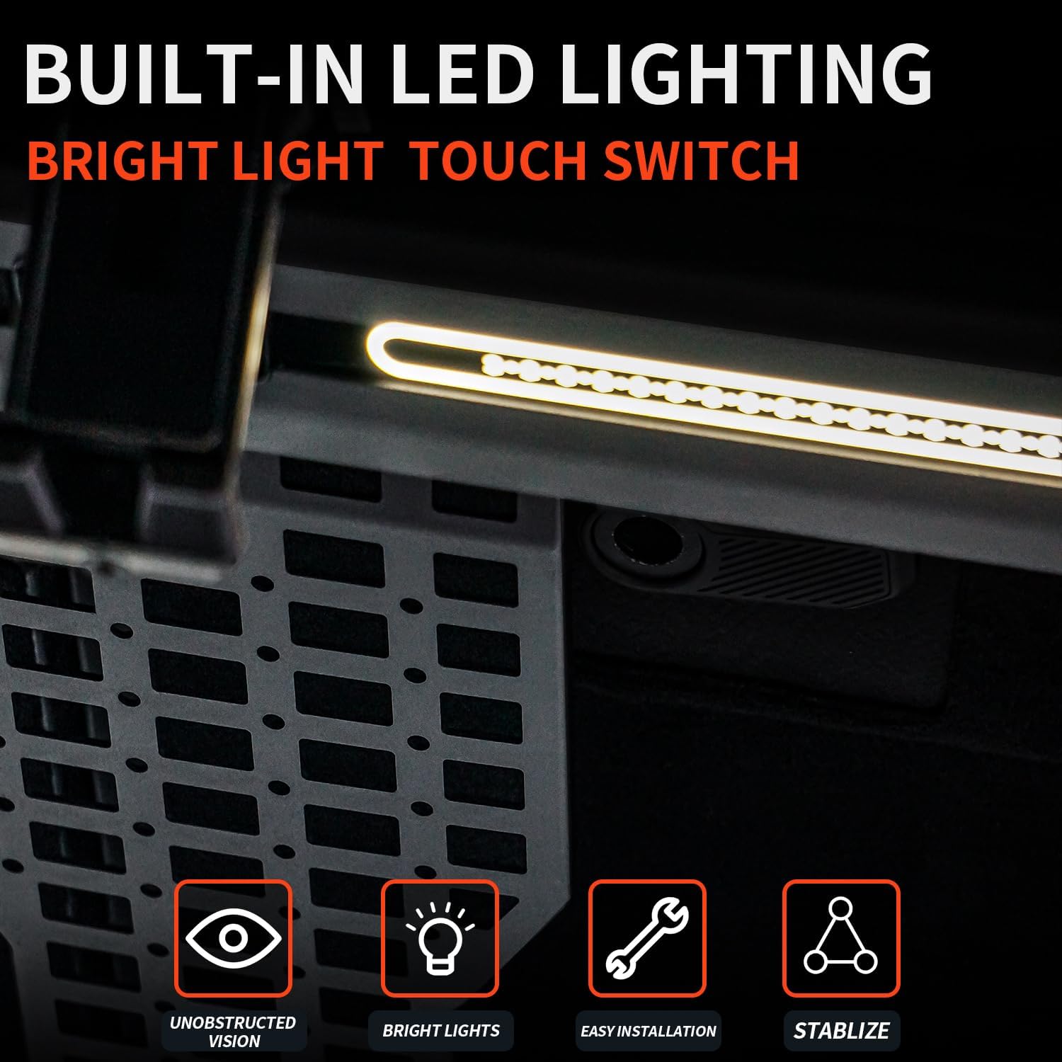 Roof Molle Panel with Built-in Ceiling Lighting Accessory, Fits for Ford Bronco 2021 2022 2023 2024 2025 4-Door Hardtop and Softside Versions, NOT Fits for 2-Door Versions.