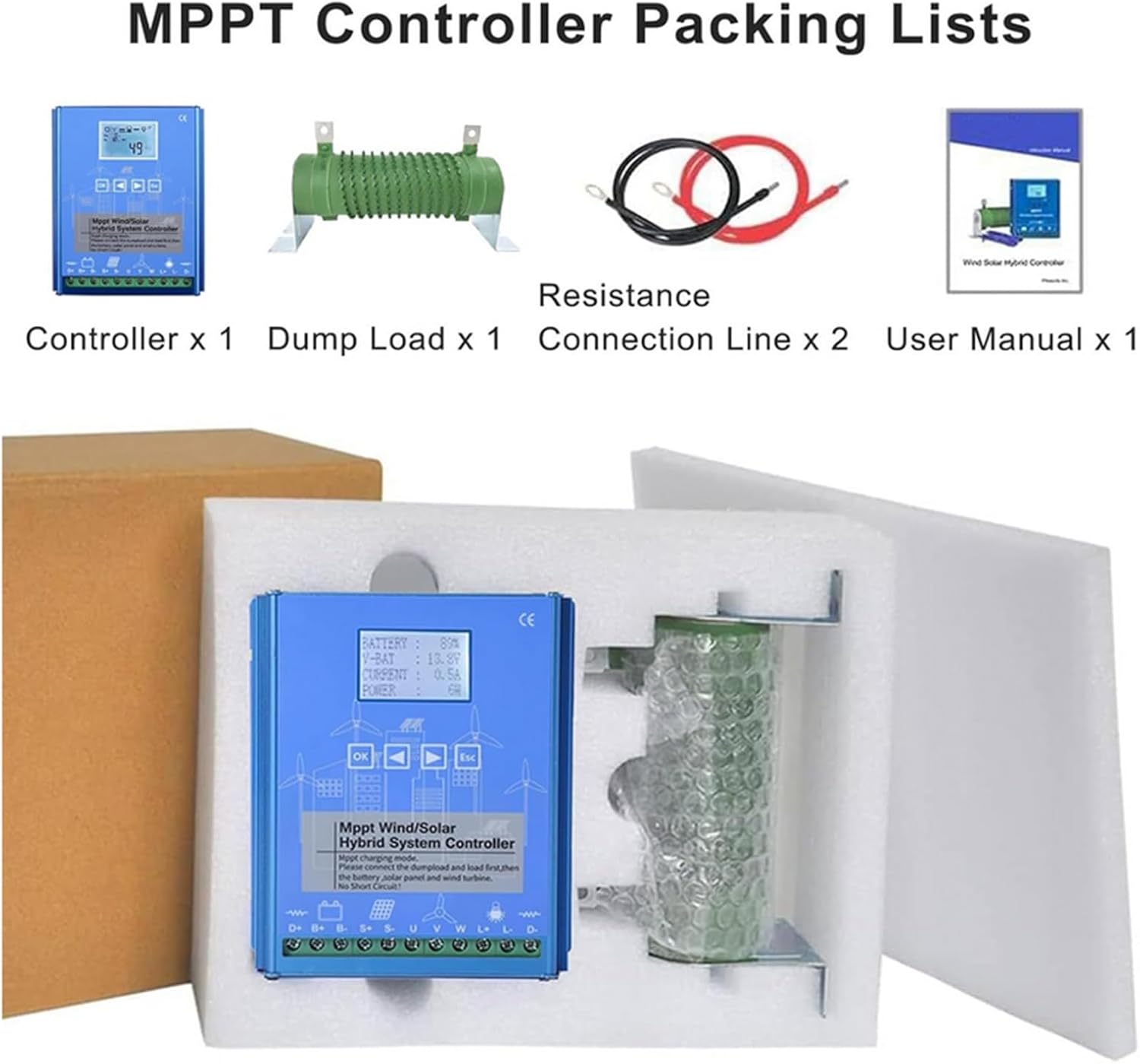 12V/24V/48V Wind and Solar Complementary Regulator, Wind Solar Hybrid Charge Controller3000W-6000W Apply to Wind Turbine Generator Charger Battery (Blue),48V