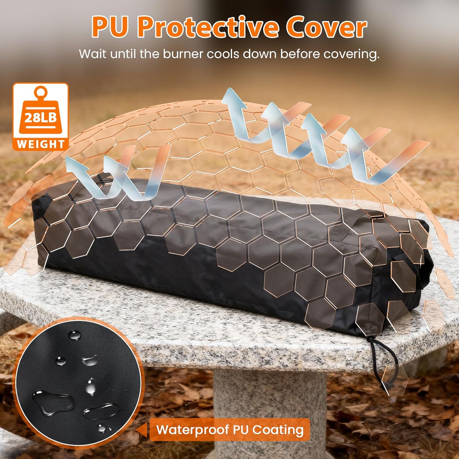 GRISUN Tabletop Fire Pit,36 Inch Propane Fire Pit Table,50000 BTU Table Top Firepit with Glass Wind Guard,Stainless Steel Burner,Fire Glass,Portable Propane fire Pit for Patio, Camping, Backyard & RV