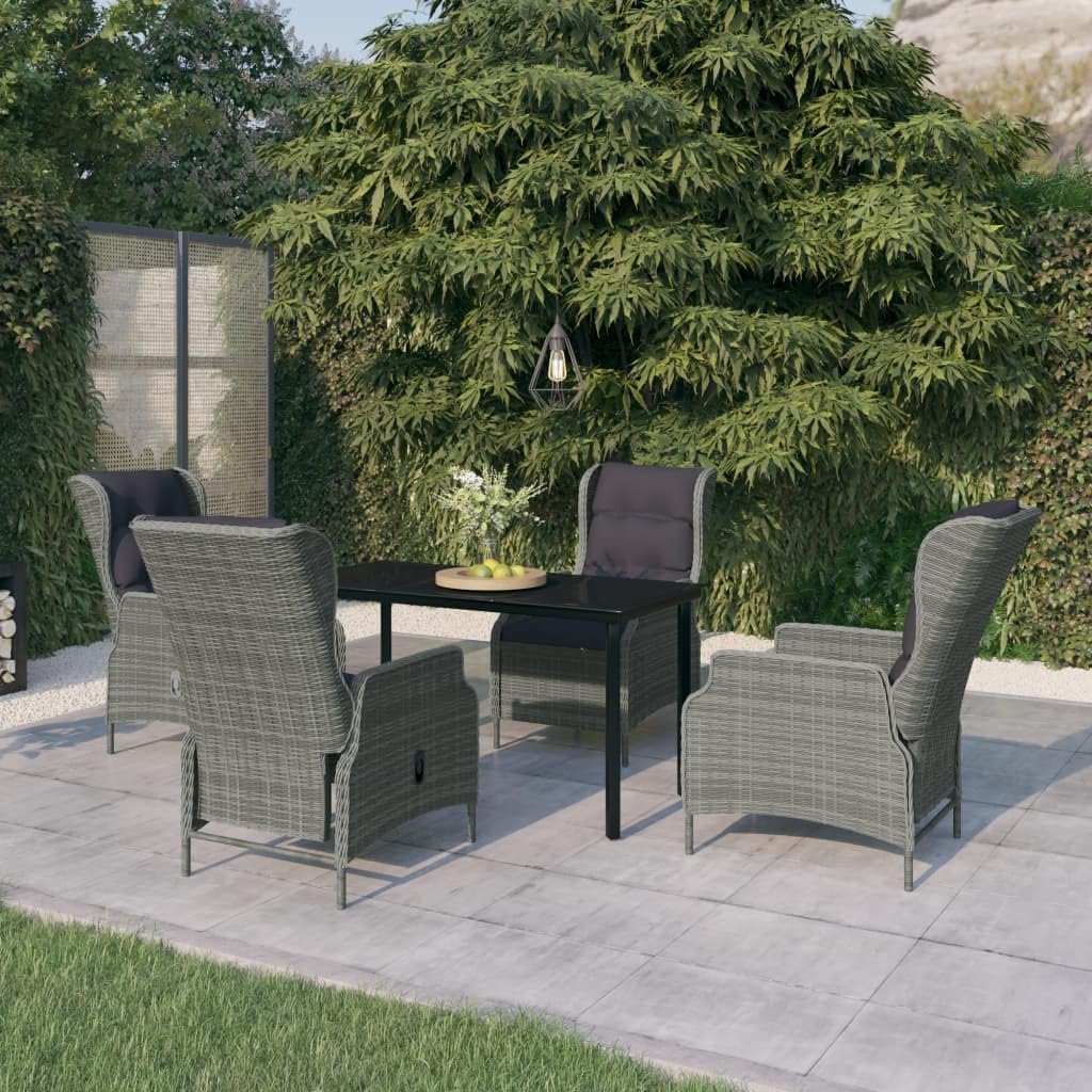 5 Piece Patio Dining Set Light Gray Garden Furniture