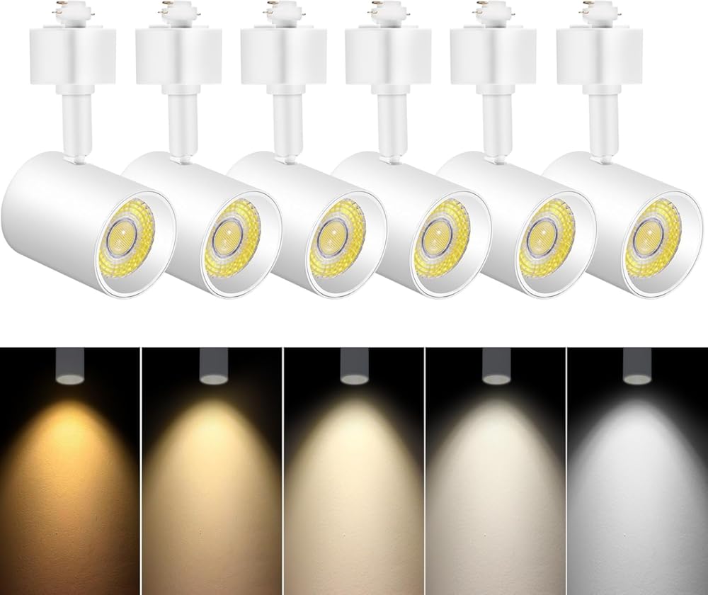 VANoopee 5-Color LED Track Lighting Heads H Type Track Light Heads Dimmable Bright Rail Ceiling Spotlight Fixtures Accent Art Task, 2000K-6000K, Flicker Free CRI90+ 24° 10W 800lm, Matte White, 6 Pack