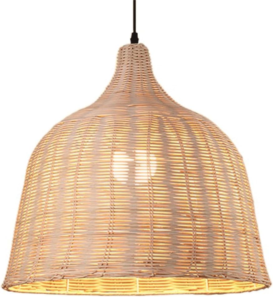 Retro Classic Brown Lighting Country Rattan Decorative Pendant Lamp Bar Country Lampshade Asian Style Indoor Outdoor Hanging Light, Flush Mount Lights Fixture for Bedroom Home E27