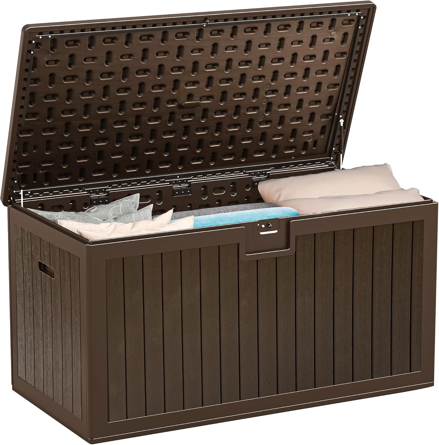 YITAHOME 150 Gallon Large Deck Box with Side Handles, Outdoor Double-Wall Storage for Patio Furniture Cushions, Garden Pool Accessories, Waterproof & Lockable