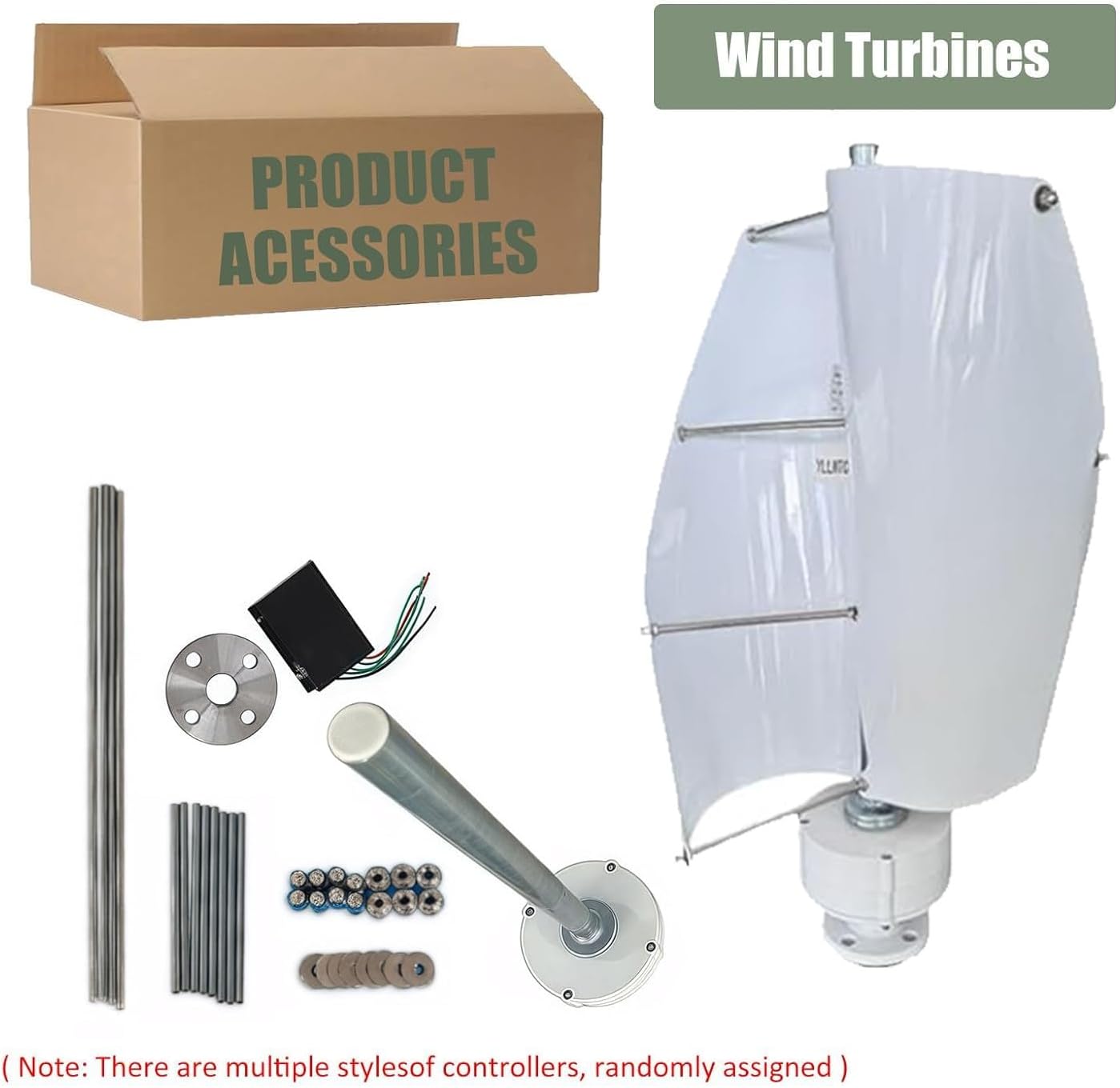 High-Efficiency Magnetic Levitation Wind Turbine 18000W, 12V/24V/48V Vertical Axis Generator, 2 Aluminum Blades, Permanent Magnet Power for RVs, Cabins, Off-Grid Solutions (White)