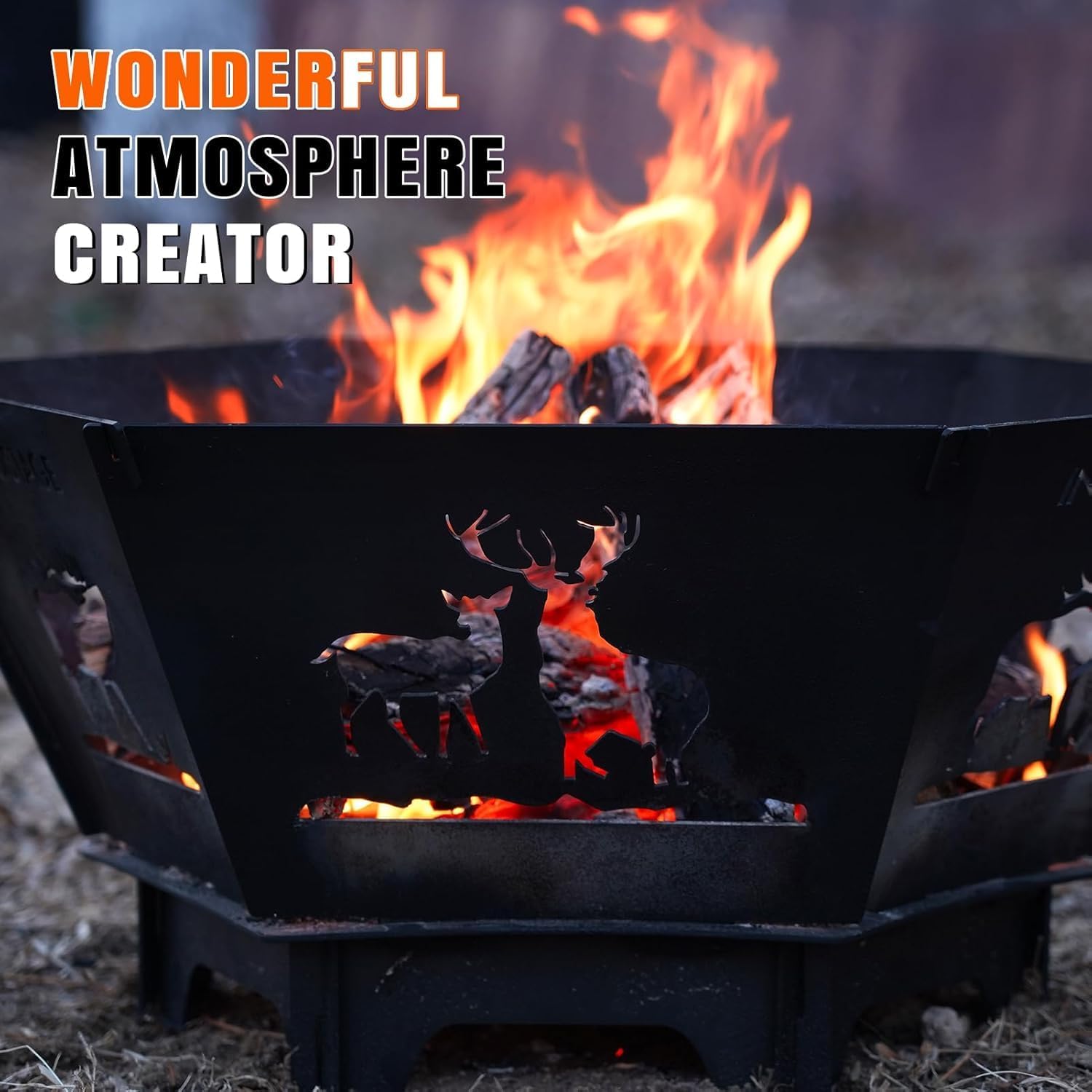 Fire Pit for Camping- 37.8 Inch Collapsible Firepit for Patio Outside Wood Burning Outdoor Indoor BBQ Picnic Foldable Fire Pits Bonfire of Backyard Patio with Portable Tote Bag
