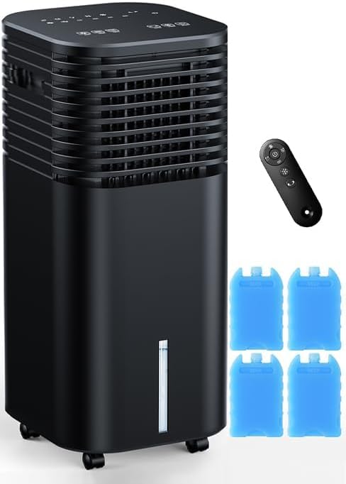 Windowless Air Conditioner, Swamp Cooler with 4 Modes & 3 Speeds, 15H Timer for Smart Auto-off, 2-Gal Tank for 20H Cooling, Remote, 120° Oscillating Portable Air Conditioners No Hose Needed