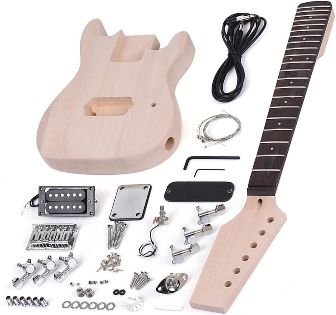 Unfinished Electric Guitar Kit Basswood Body Rosewood Fingerboard Replacement Set for ST Style Guitar Unfinished Electric Guitar Kit