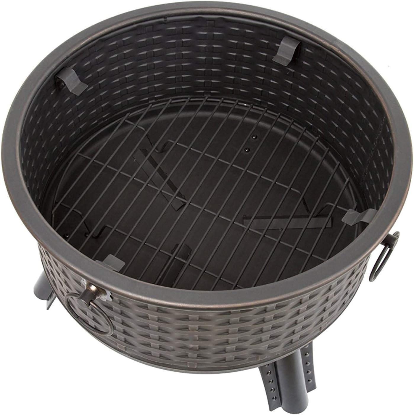 Fire Pit with BBQ Grill Shelf,Outdoor Metal Brazier Firepit Garden Patio Heater/BBQ/Ice Pit with Waterproof Cover