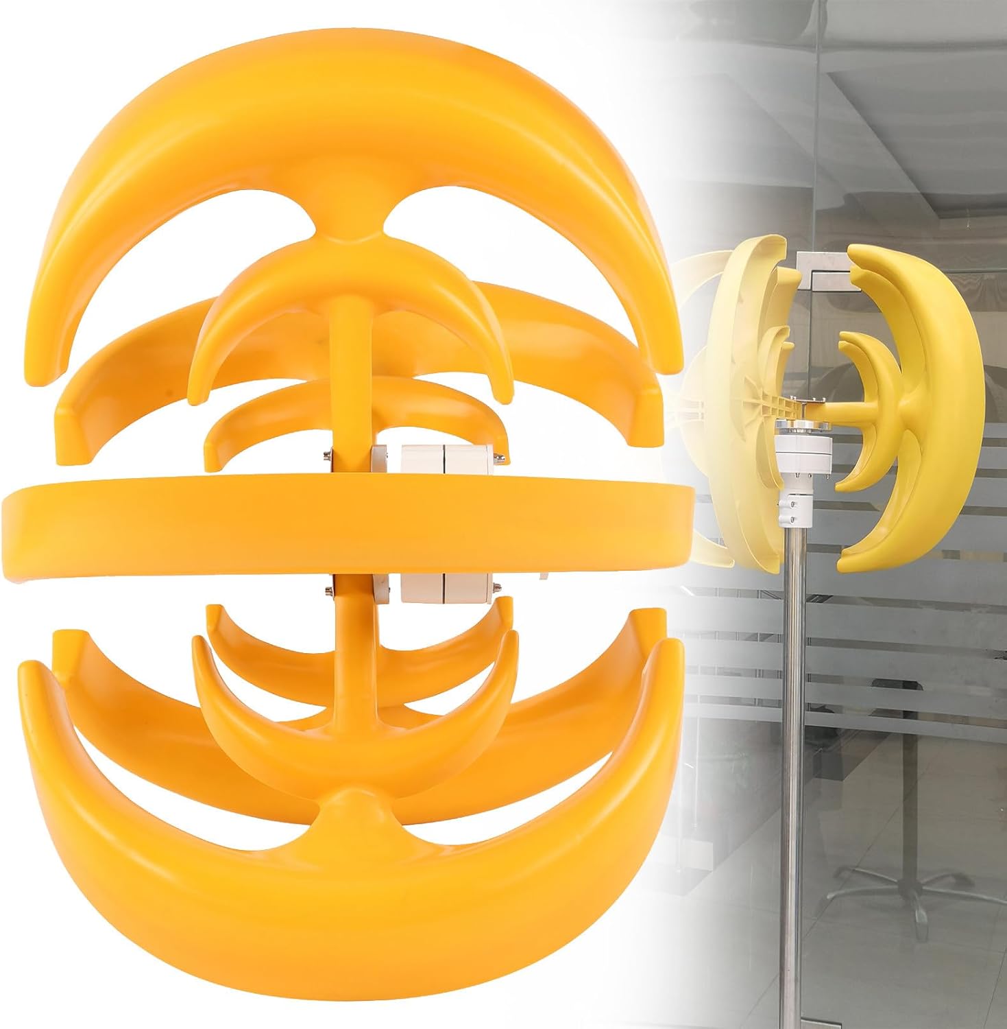 600W Low Rpm Wind Turbine Generator with Controller, 12V 24V Vertical Wind Generator Windmill Energy Generator for Home Use,Yellow-24V