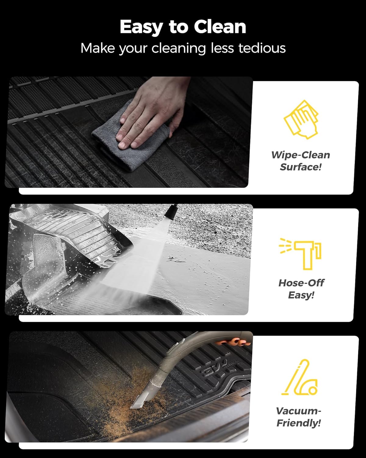 3W Cargo Mat for 2022-2025 Jeep Grand Cherokee Accessories, Full Coverage All Weather Trunk Cargo Liner with Backrest Protectors (Include 4xe Not for L or WK), Black