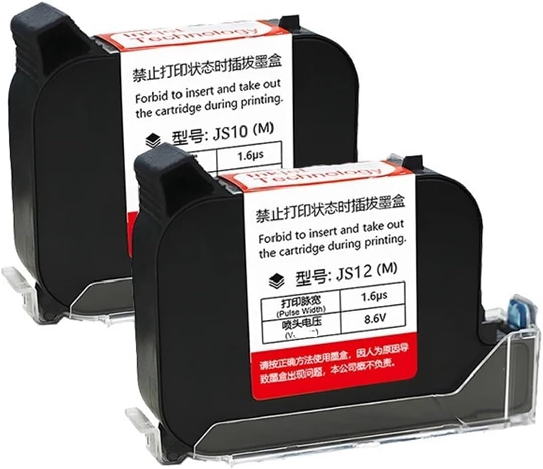 Printer Cartridge 2588+ JS12 JS12M 600DPI 12.7mm Portable Thermal Inkjet Printer Quick-Drying Friendly Solvent Cartridge Photo Machine Printer Spare Parts(JS10)
