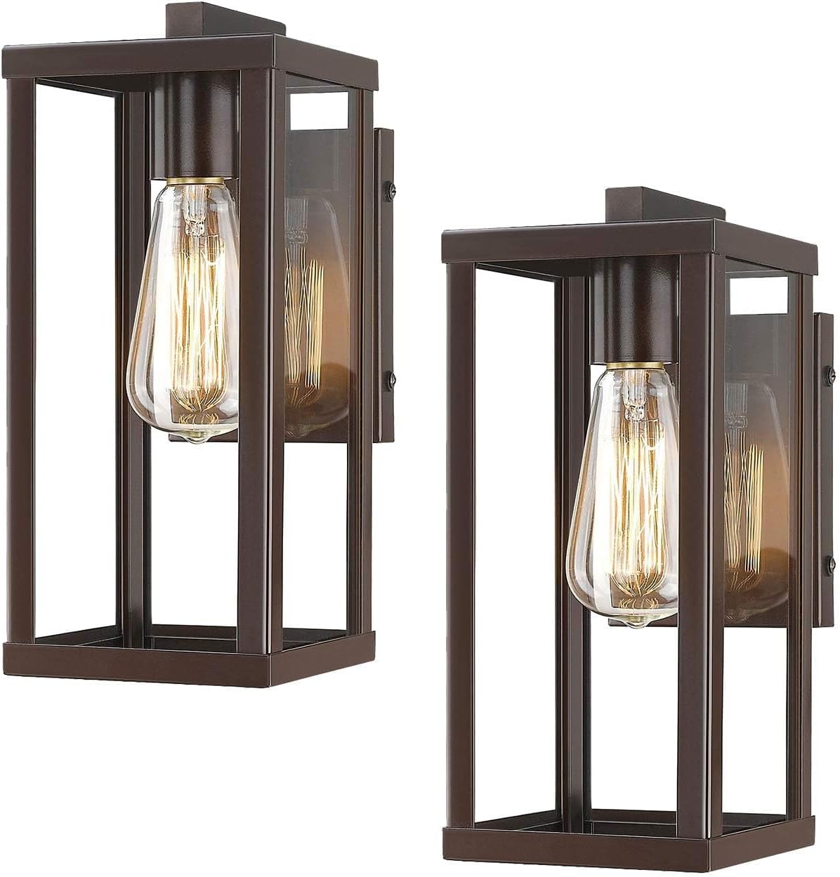 Outdoor Wall Lantern, Exterior Wall Mount Lights, Outdoor Wall Sconces, Wall Lighting Fixture, Outdoor Wall Lantern, Wall Lamp in Oil Rubbed Finish with Clear Glass (ORB, 2 Pack)