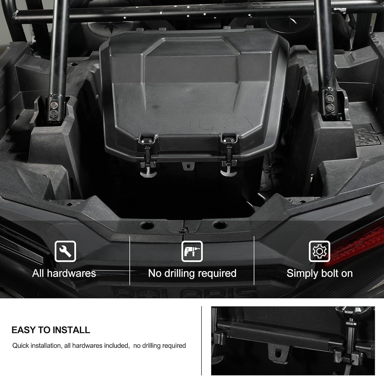 KIWI MASTER Rear Cargo Box for 2014-2023 Polaris RZR XP 1000 900 Turbo, 2020-2026 RZR Trail/S Accessories Replace OEM # 2881193 Waterproof 69 QT Bed Storage Bin